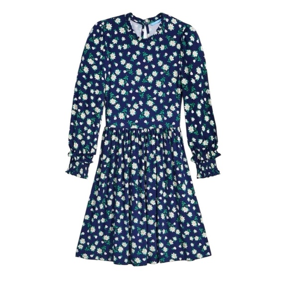 Draper James Womens Floral Print Kitty Knit A Line Dress Navy Blue Size Medium - Picture 5 of 11